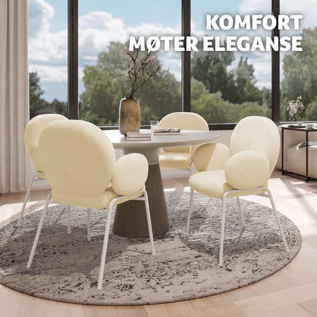 Stol Scandi polstret, Bouclé-stof