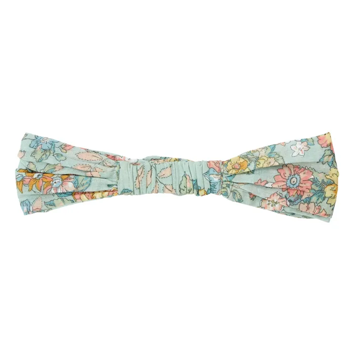 Louise Misha Headband Coton Bio Nœud Fleuri Cally | Vert d'eau