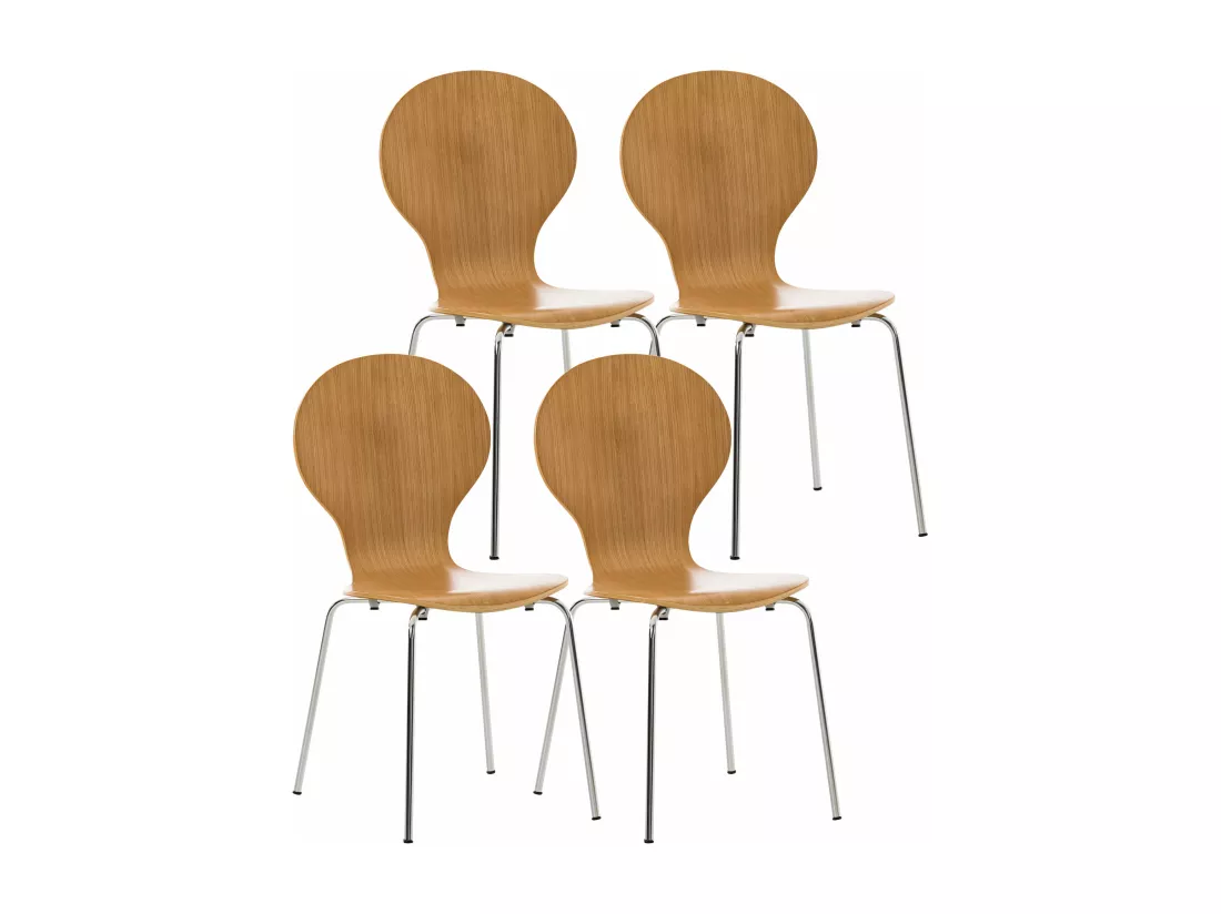 Lot de 4 Chaise de conférence - Bois & Nature - Chêne - DIEGO