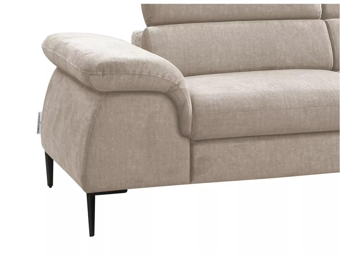 Grand canapé d'angle droit convertible en velours beige SEPINA de Pascal Morabito