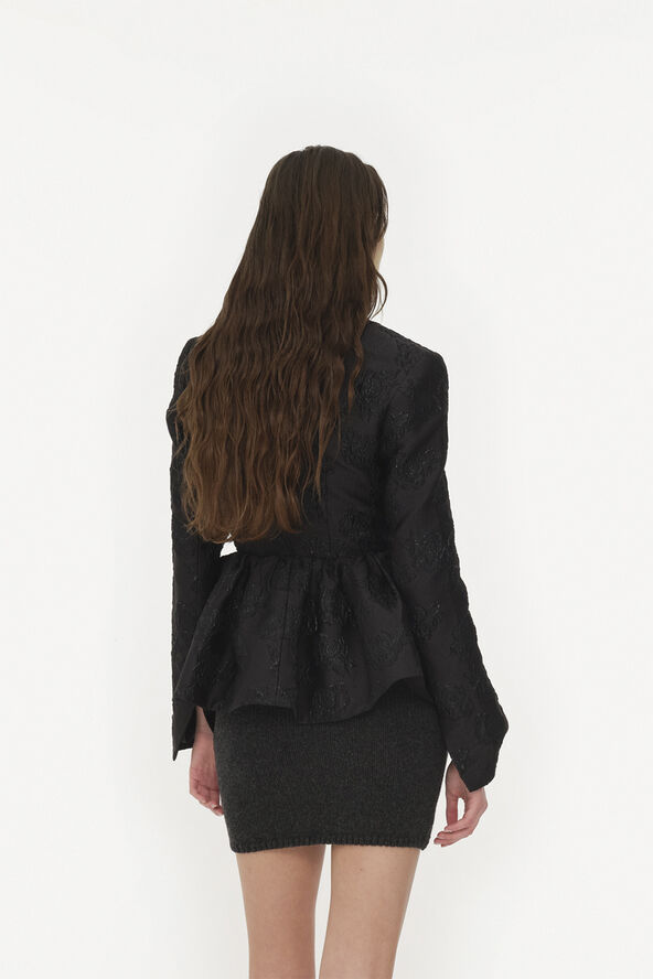 ROTATE Birger Christensen JACQUARD DRAPED BLAZER Black