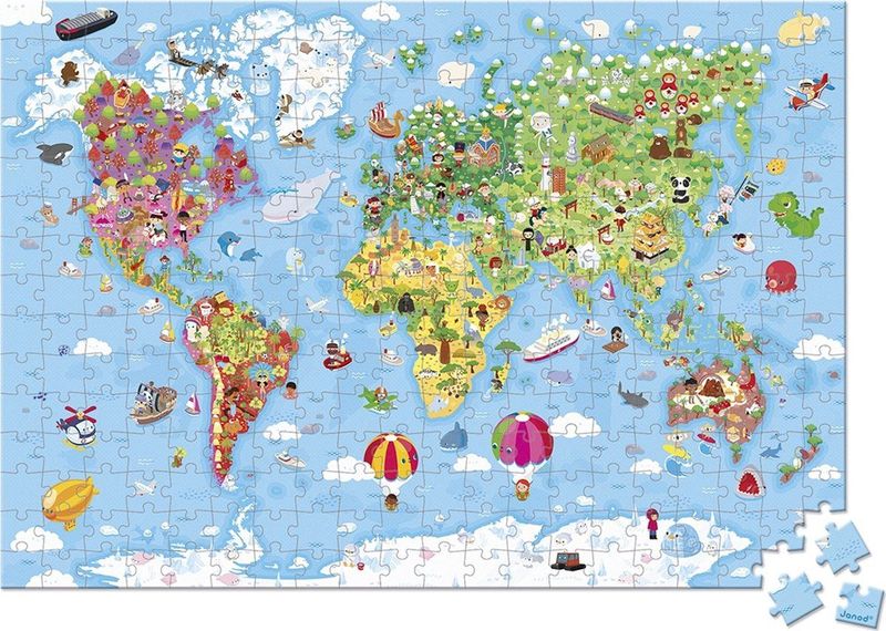 Legpuzzel - Wereldkaart - 300 Stukken - Kartonnen Koffer