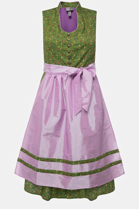 Dirndl, Blüten, Schmuckknöpfe, V-Ausschnitt, ärmellos