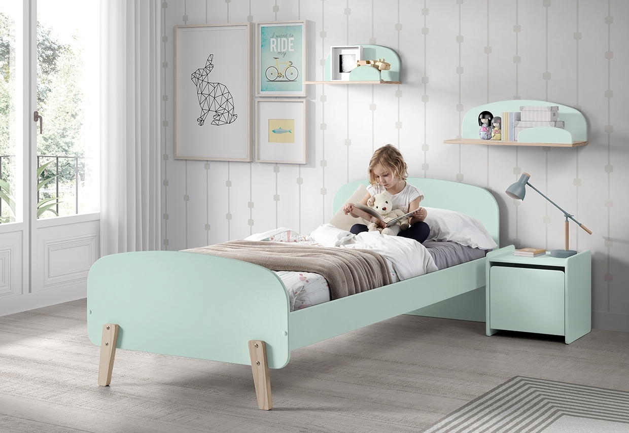 Wandregal KIDDY - mintgrün - teilmassiv - 45 cm breit