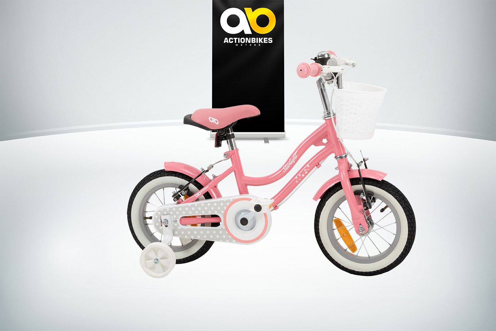Actionbikes Kinderfahrrad Starlight 12 Zoll, Rosa, Stützräder, Fahrradkorb, Klingel, Kettenschutz (Classic)