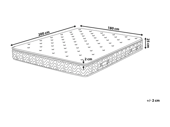 Matelas à ressorts ensachés en latex JOY Moyennement ferme 180 x 200 cm