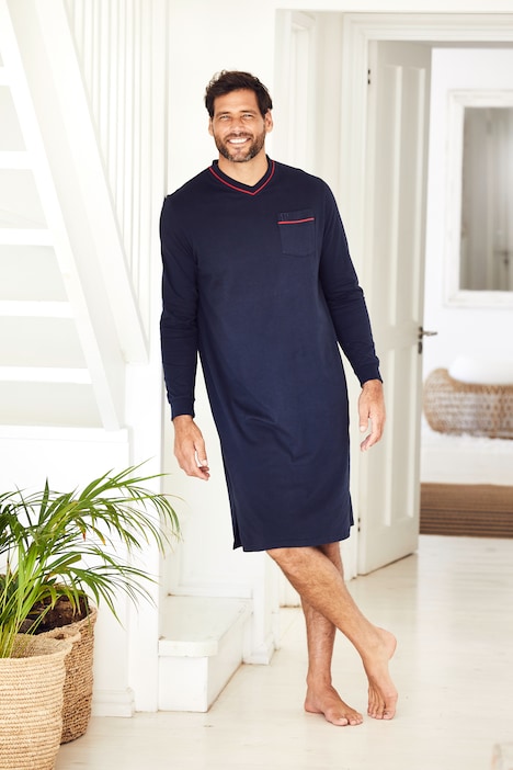 Nachthemd, Homewear, uni, Langarm, bis Gr 8XL