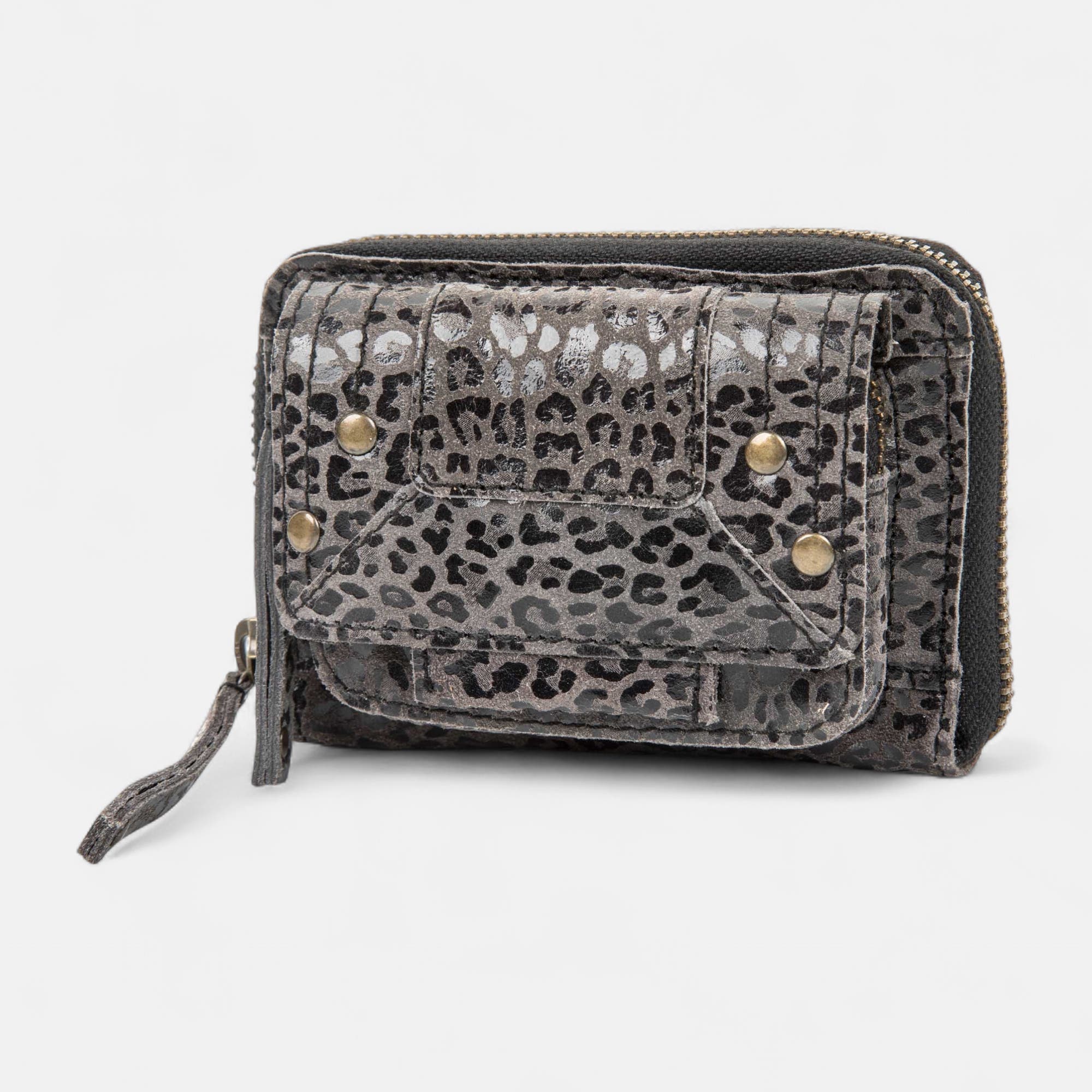 Petite maroquinerie en cuir gris