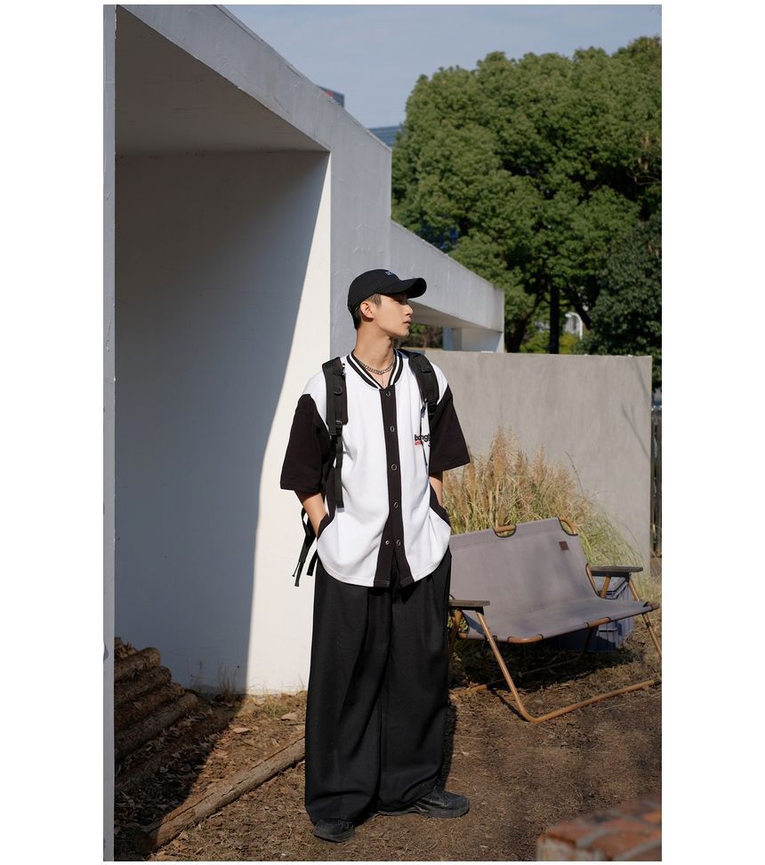 Real Boy - Honkbalshirt met elleboogmouwen en tweekleurige knoopjes