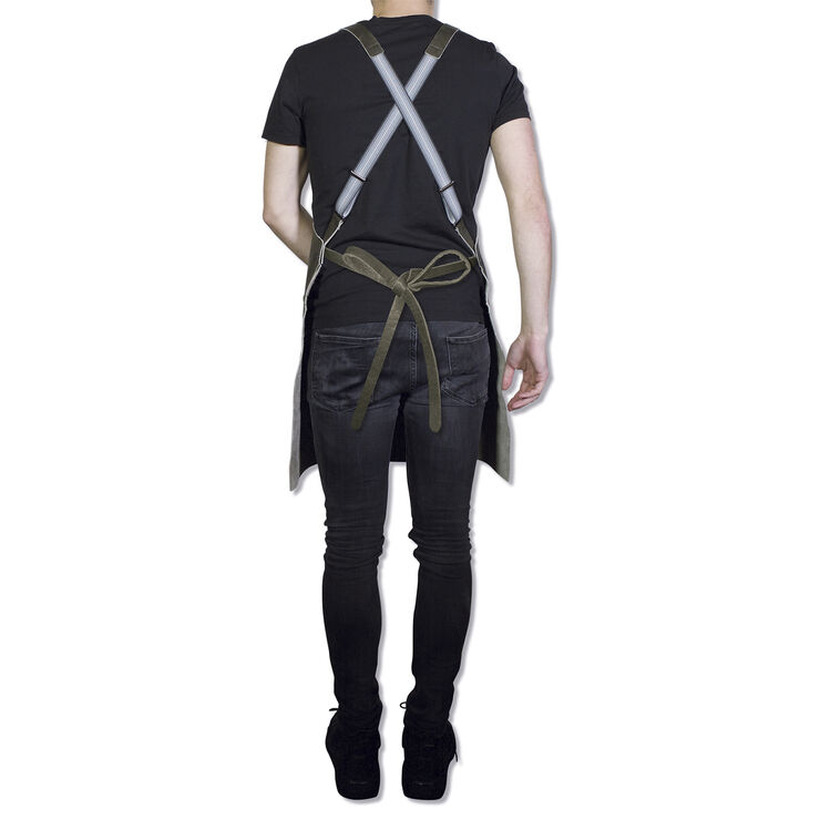 DutchDeluxes Læderforklæde Suspender Serie Apron Vintage Grey Grå