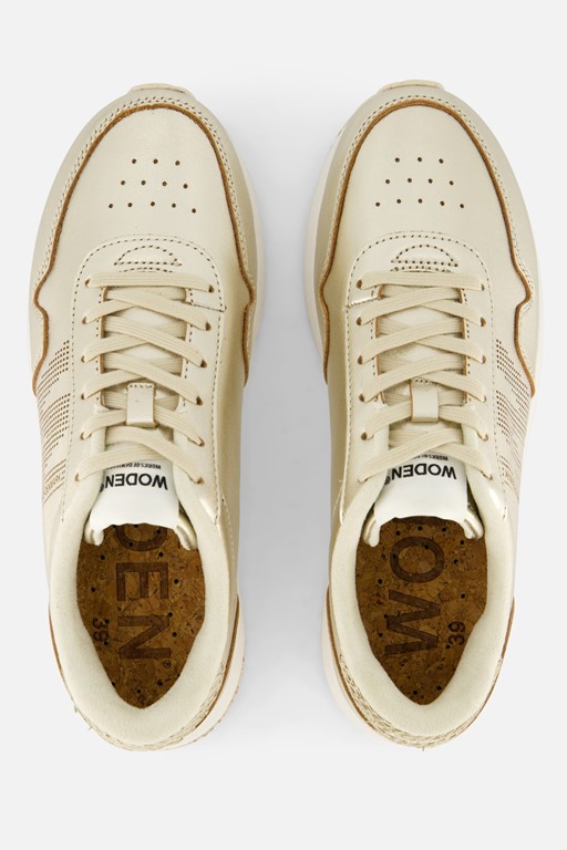 Woden Nora Natural Soft Sneakers goud Leer