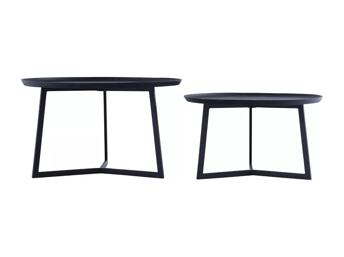 Tables basses gigognes en métal - Noir et Doré - ADALINA