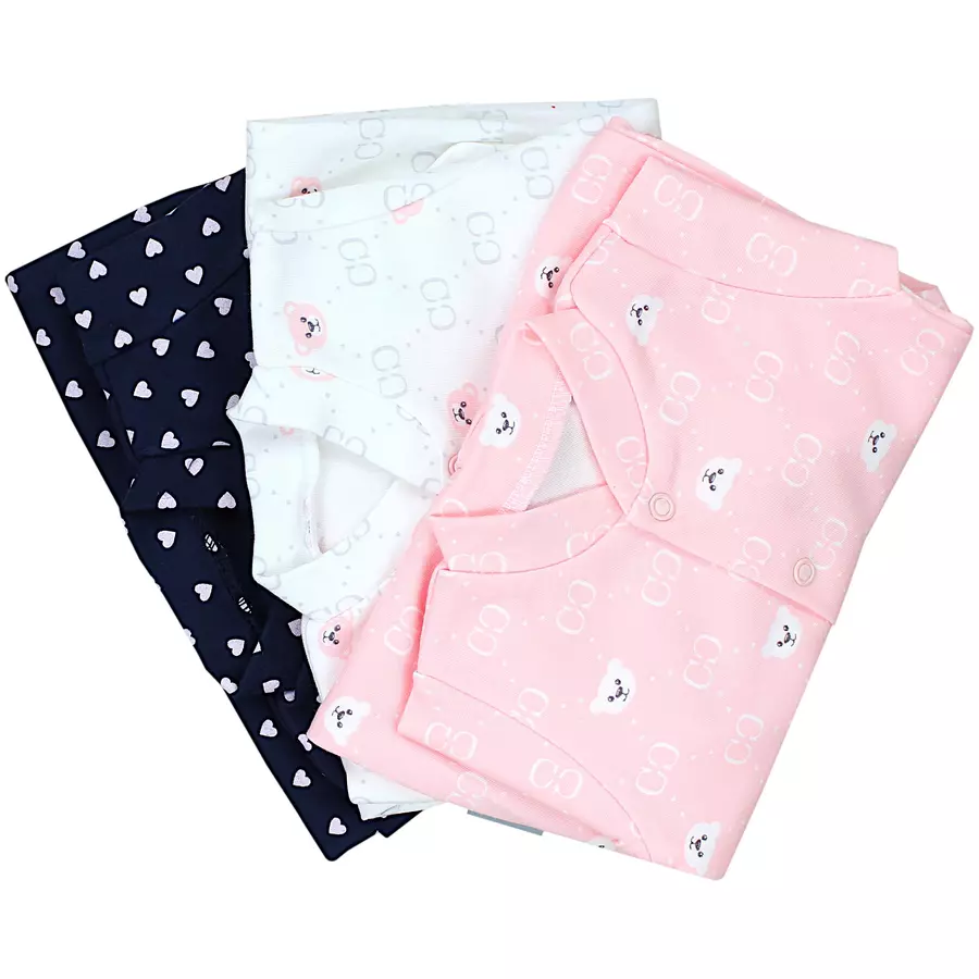 TupTam Baby Mädchen Schlafstrampler mit Fuß 3er Pack rosa Modell 1