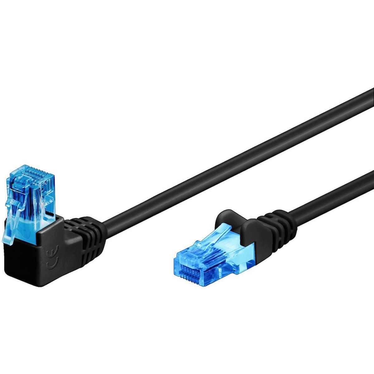 Goobay CAT 6A patchkabel 1x 90°vinklet, U/UTP, svart