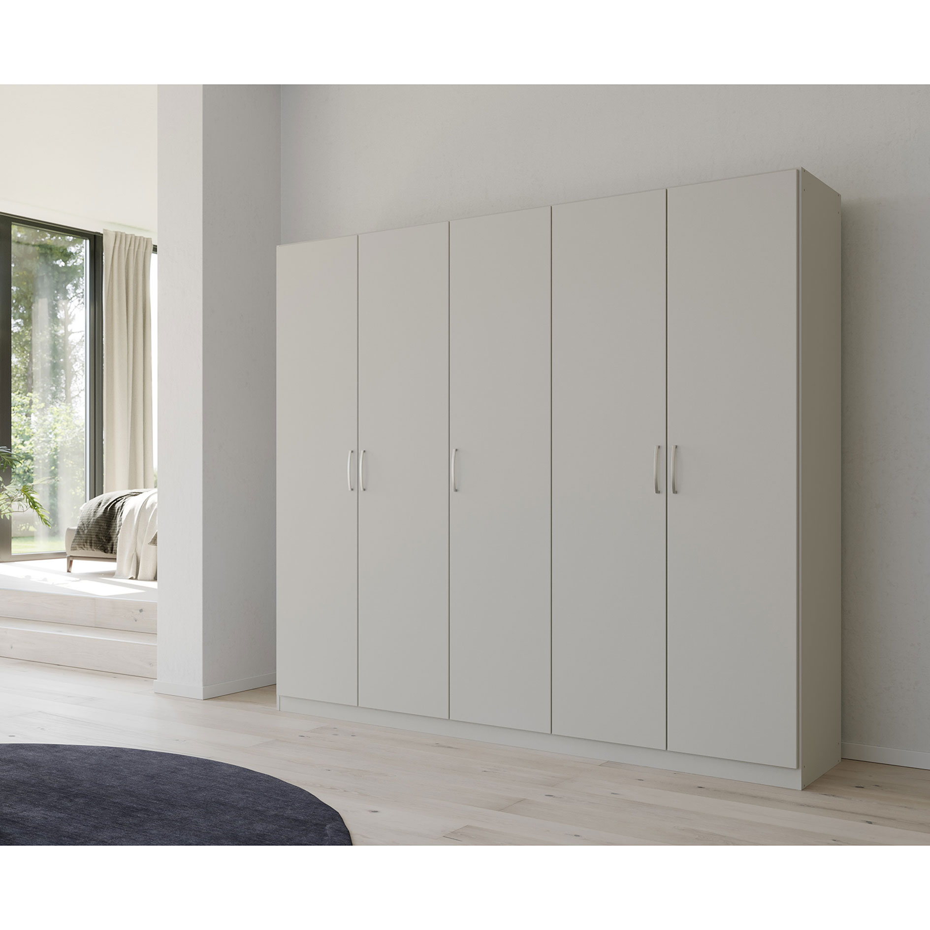 Drehtürenschrank - seidengrau - 5 Türen - 226 cm