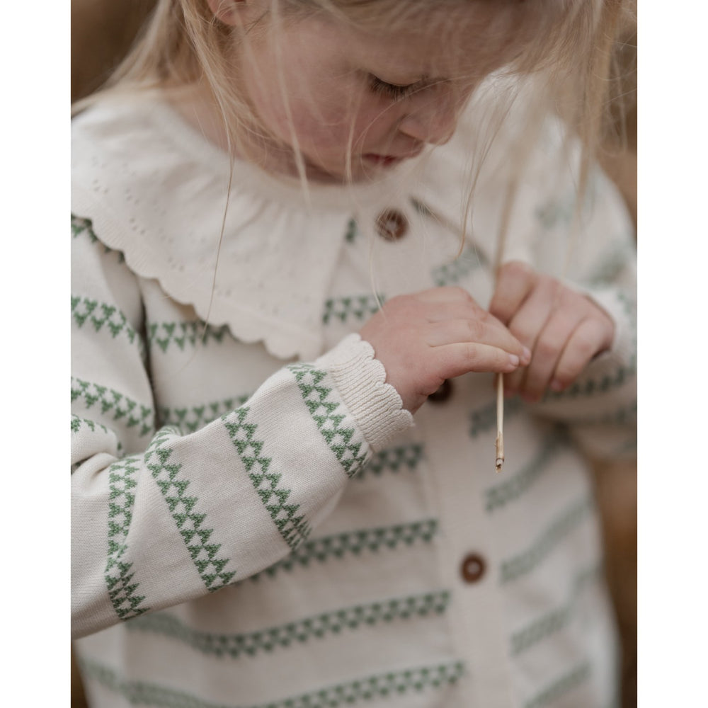 Køb Hanevild Shale Green Heart Cardigan