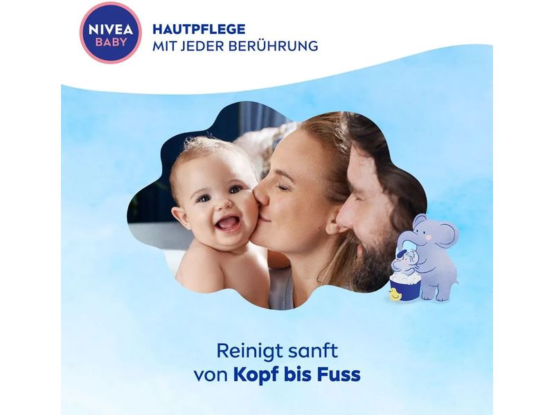 NIVEA BABY Bad & Shampoo Kopf bis Fuss 500 ml Mildes Pflegeshampoo für saubere und samtweiche Haut und Haare