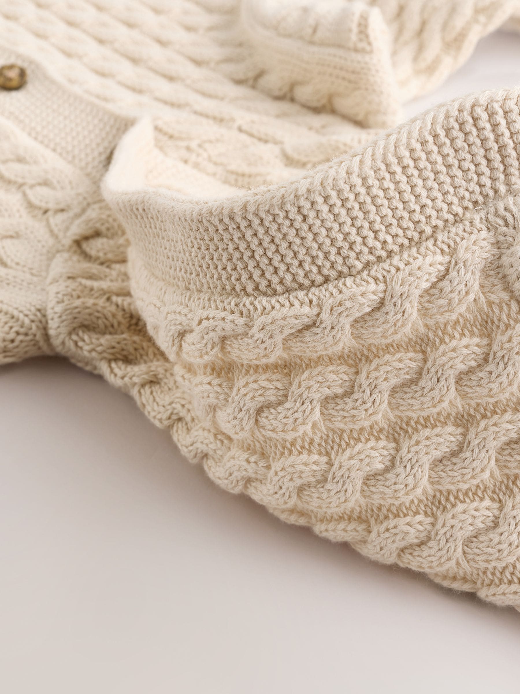 Crème - Baby Knit Hooded Romper (0mths-3yrs)