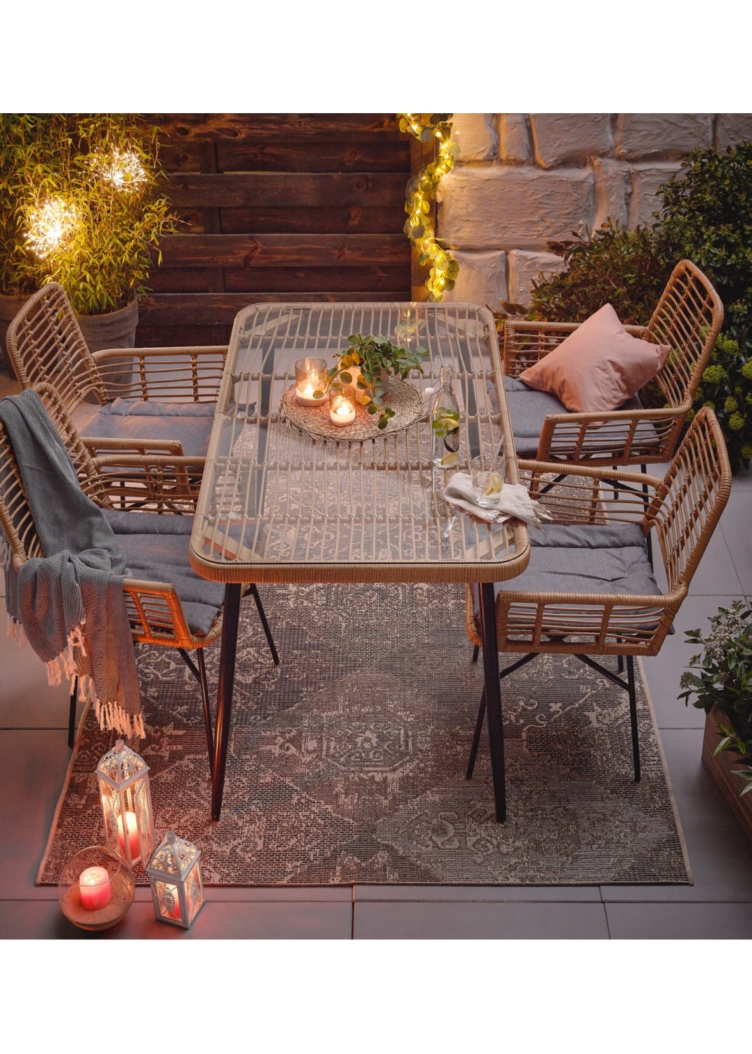 5-teilige Garten-Tischgruppe - beige-grau