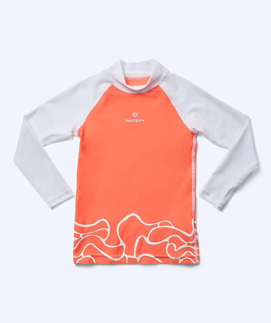Watery UV-trøje til børn - Chilton Langærmet Rashguard - Lyserød/hvid