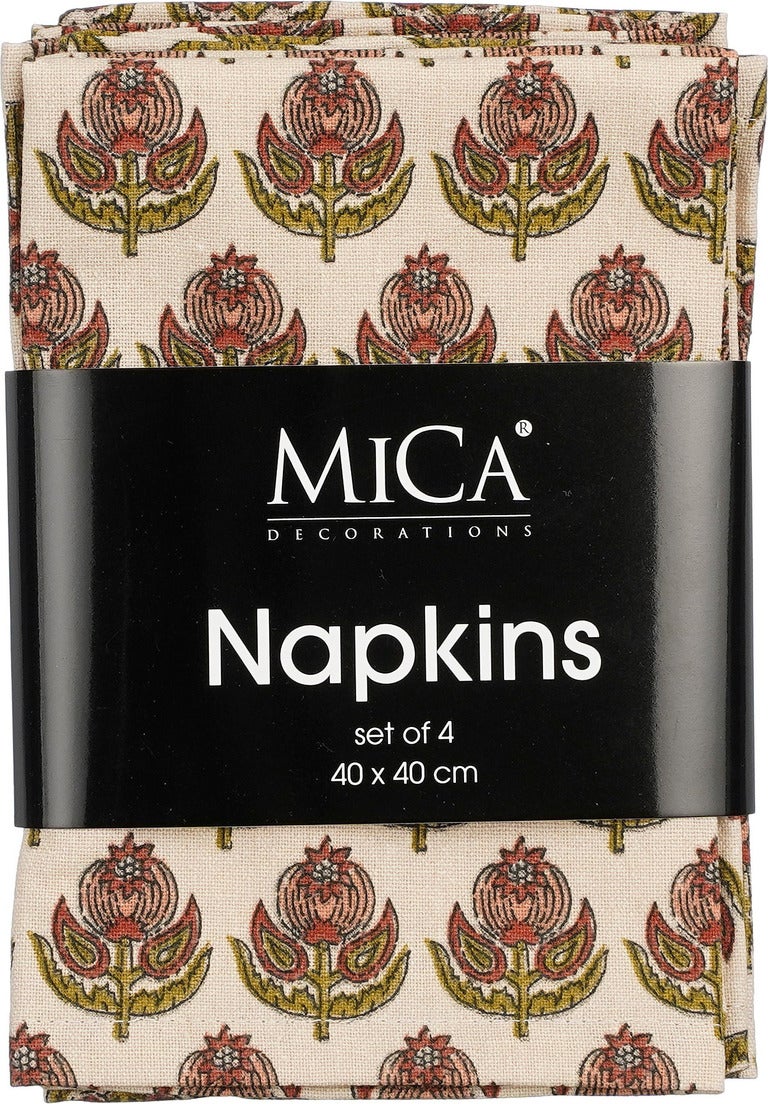 Mica Decorations servet Diona beige 40 x 40 cm 4 stuks