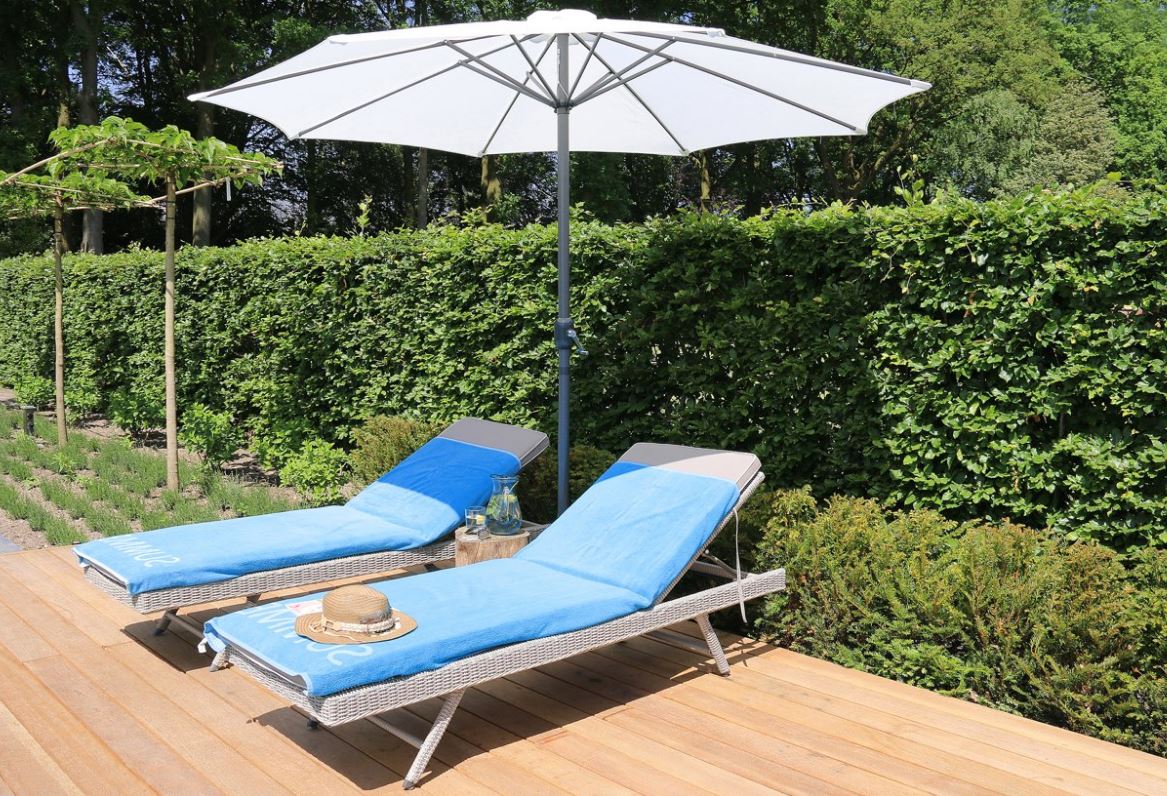 PimXL 300 cm luxe 8-ribs parasol - White