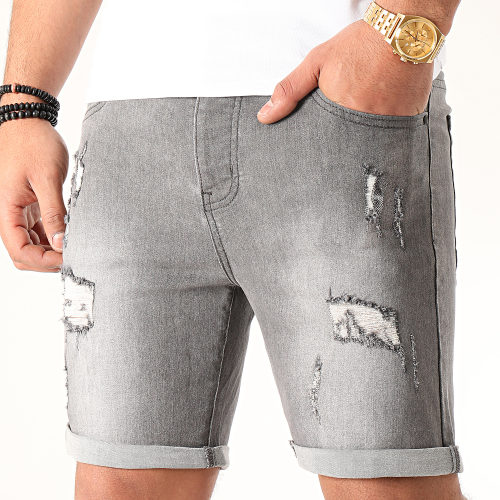 Short Jean Avec Dechirures LB054-B52 Gris