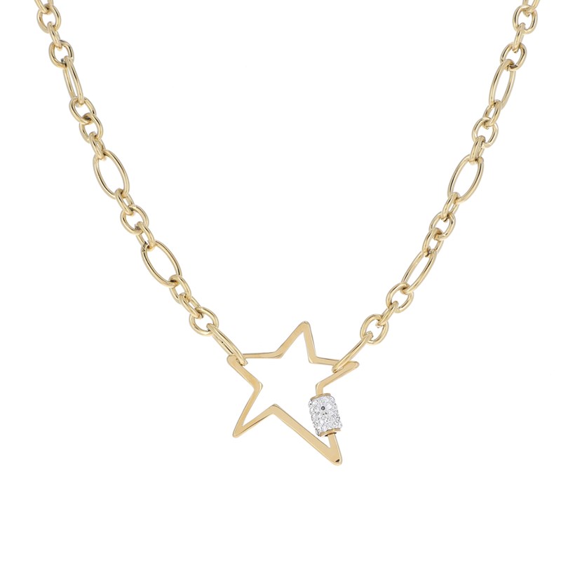 Collier en acier maille dorée avec chaînette réglable