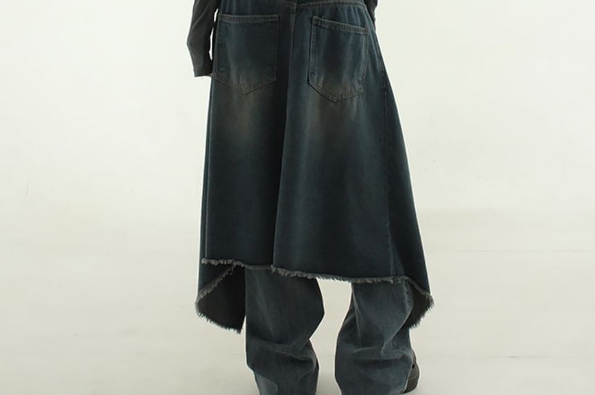SeoulPop - Unisex gerafelde denim schortrok
