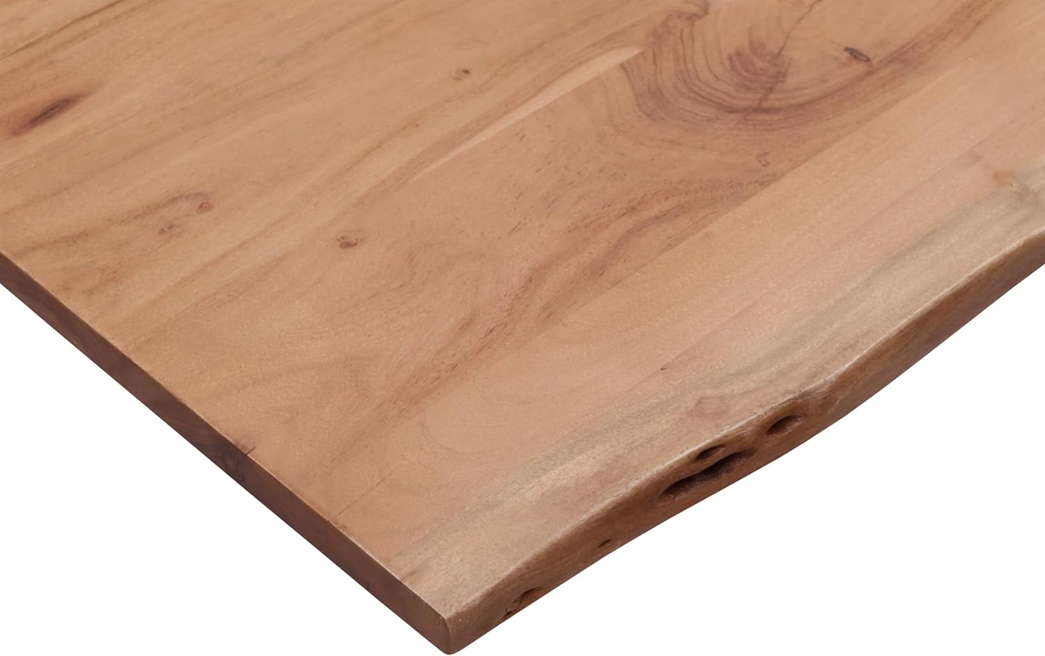 SAM Tischplatte 140 x 80 cm | Akazienholz massiv | Naturfarben | Echte Baumkante | Pflegeleichtes Unikat für DIY-Ideen | geeignet für Esstische, Arbeitsflächen & Bartische