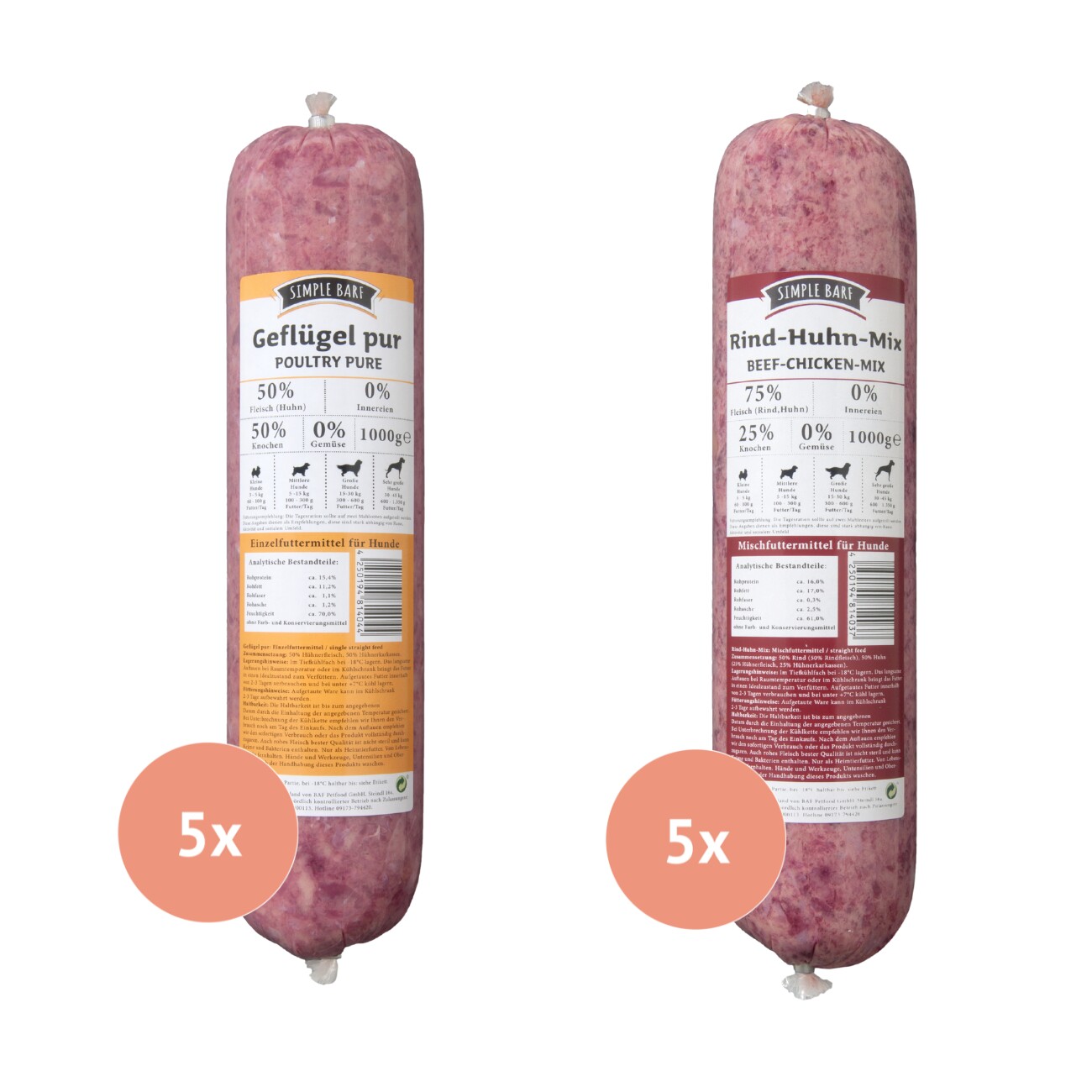 Simple BARF Menüs Rind & Huhn Paket 10x1 kg