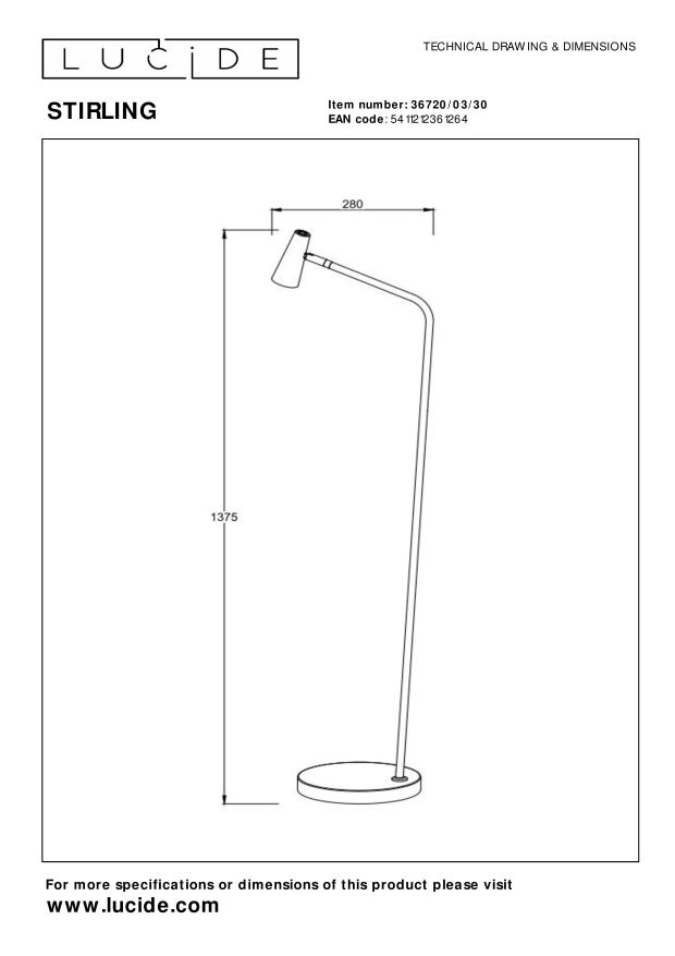 Stirling vloerlamp LED oplaadbaar zwart