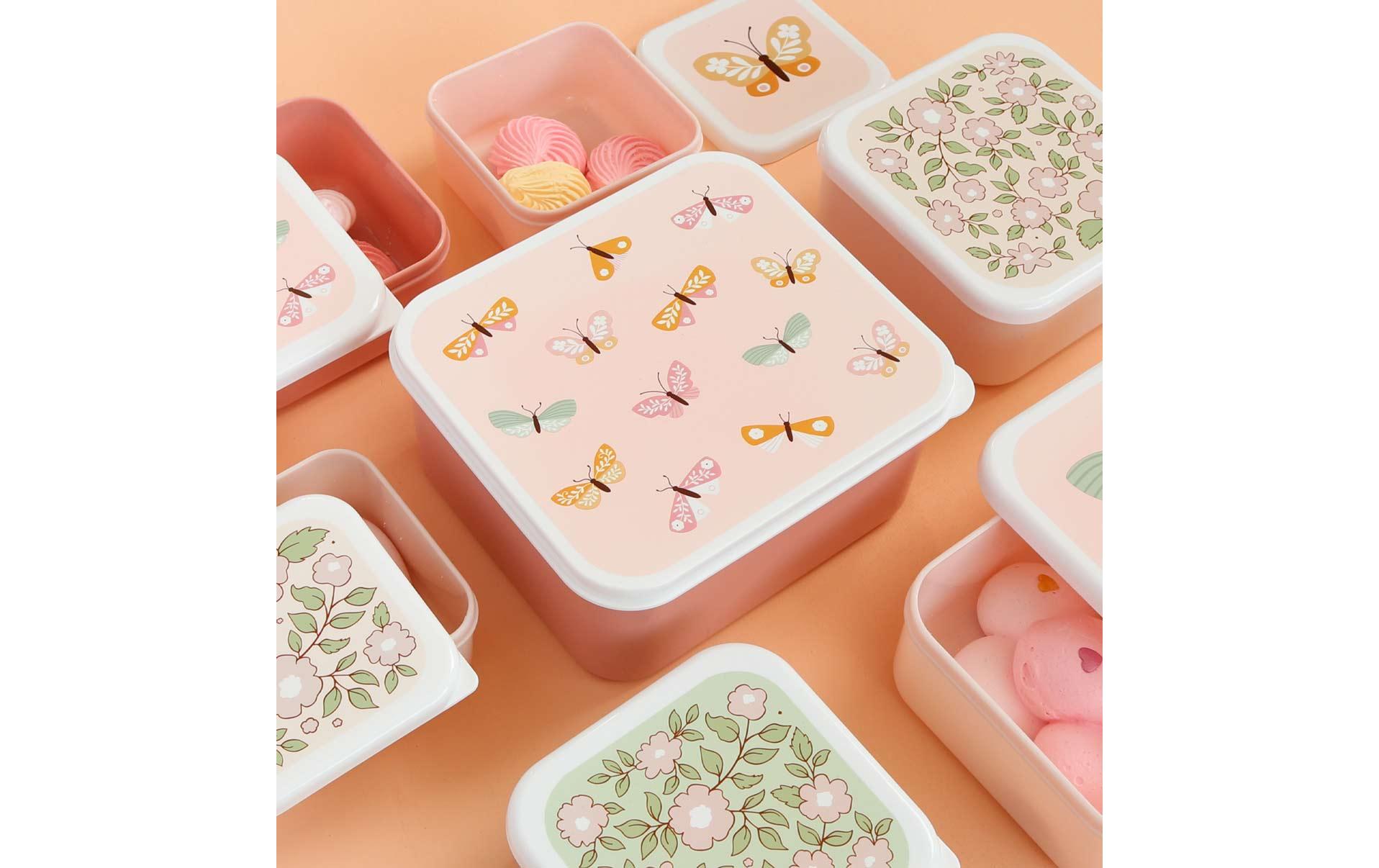 Lunchbox & Snack Box Set ButterfliesLunch- und Snackbox Set mit praktischem Spender