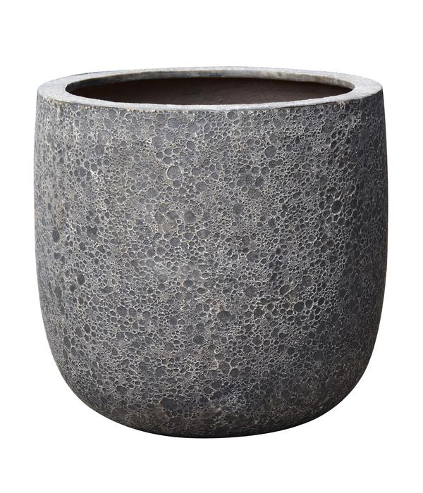 Dehner Polystone-Topf Lava, rund, schwarz