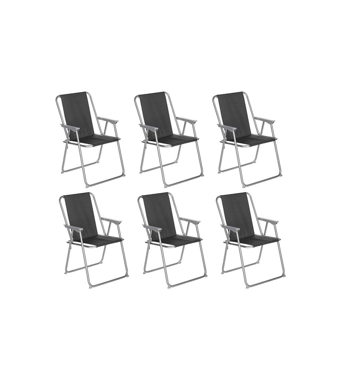 Lot de 6 Chaises de Camping Pliantes Grecia 74cm Noir