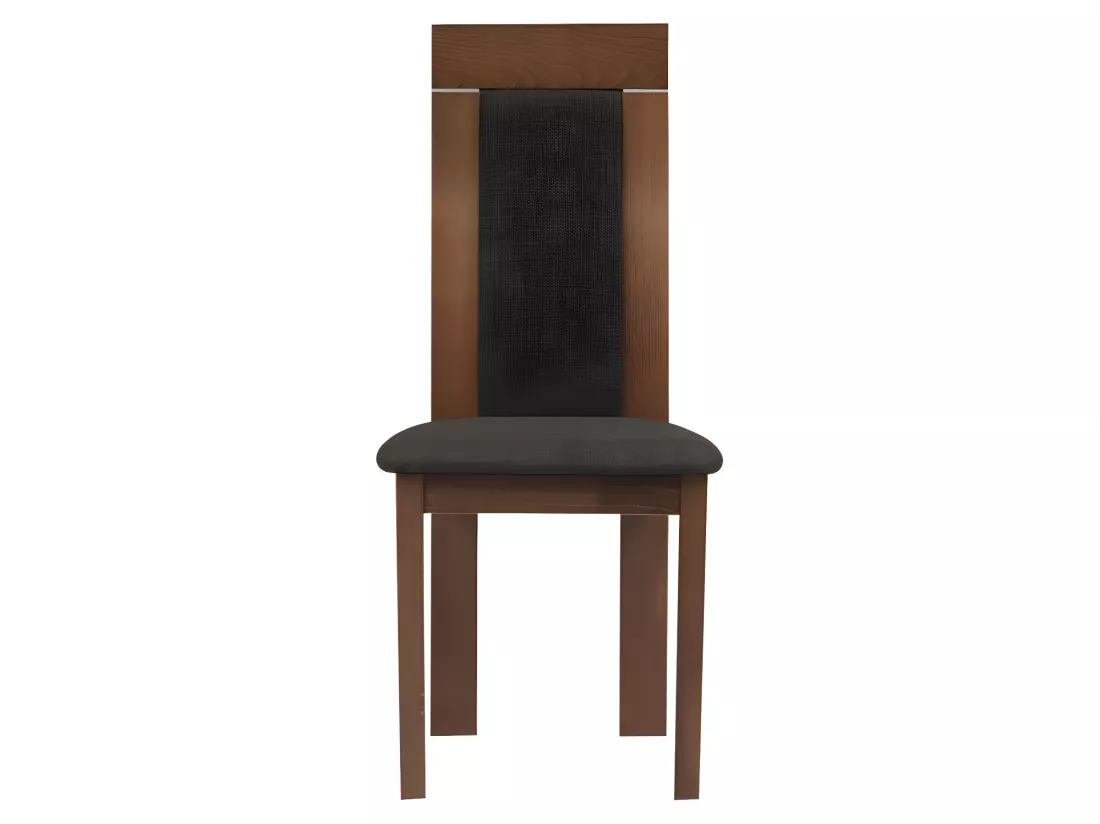 Lot de 6 chaises BELINDA - Hêtre et tissu - Coloris : Noyer et anthracite