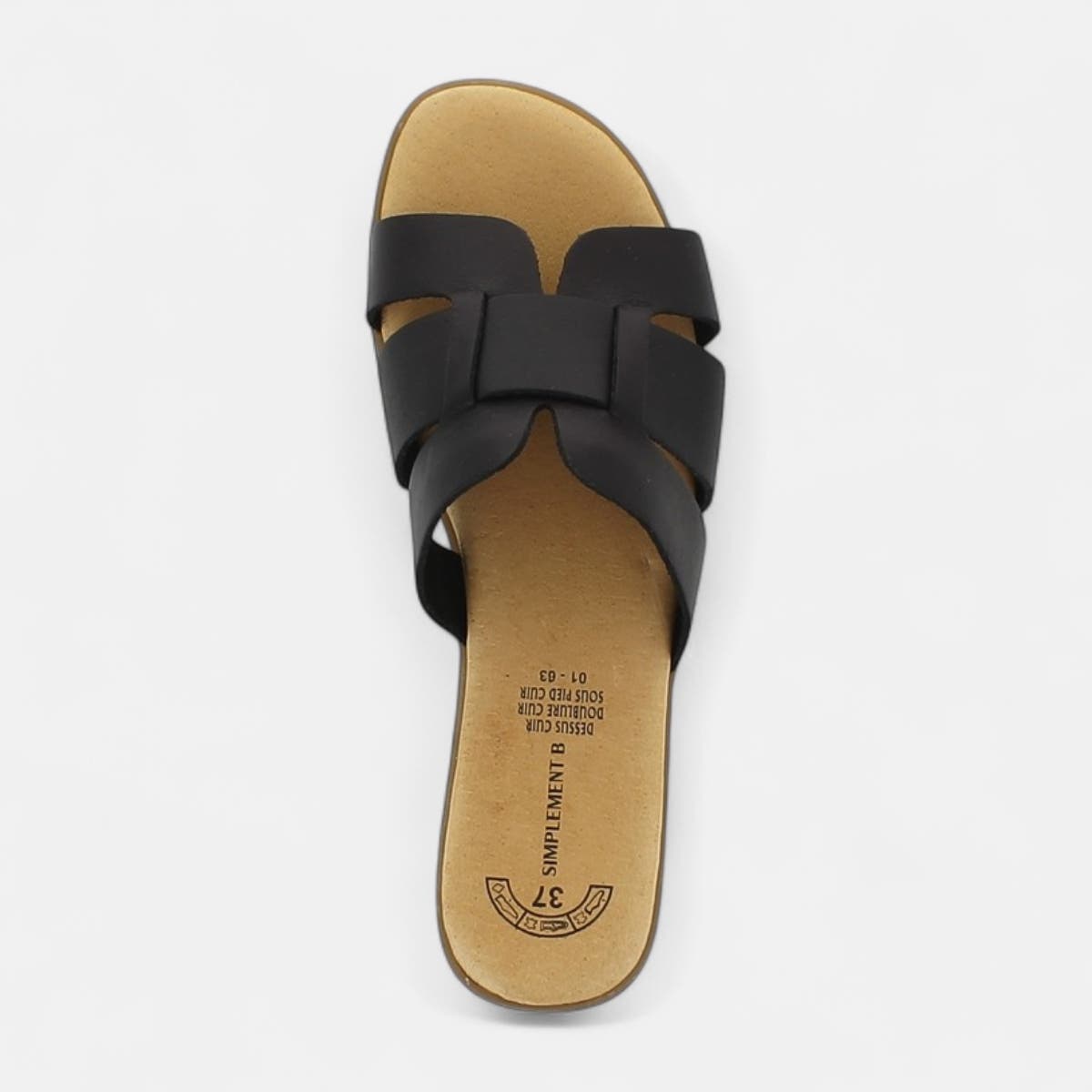 Mules Femme en cuir noir
