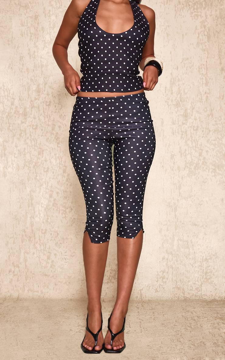Noir Ensemble Coordonné Pantalon Capri À Pois