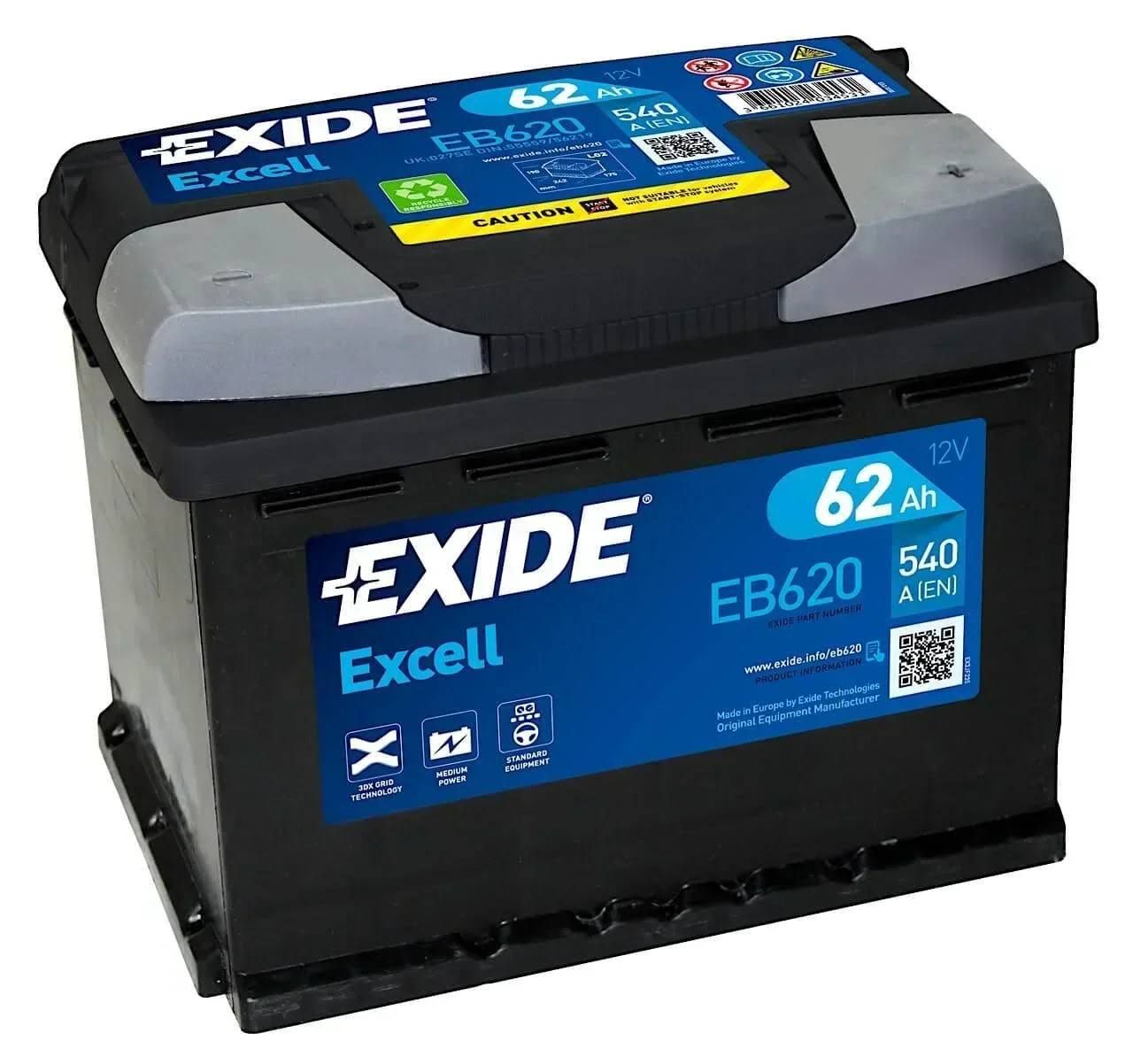 Exide Excell eb620 12V 62Ah Autobatterie