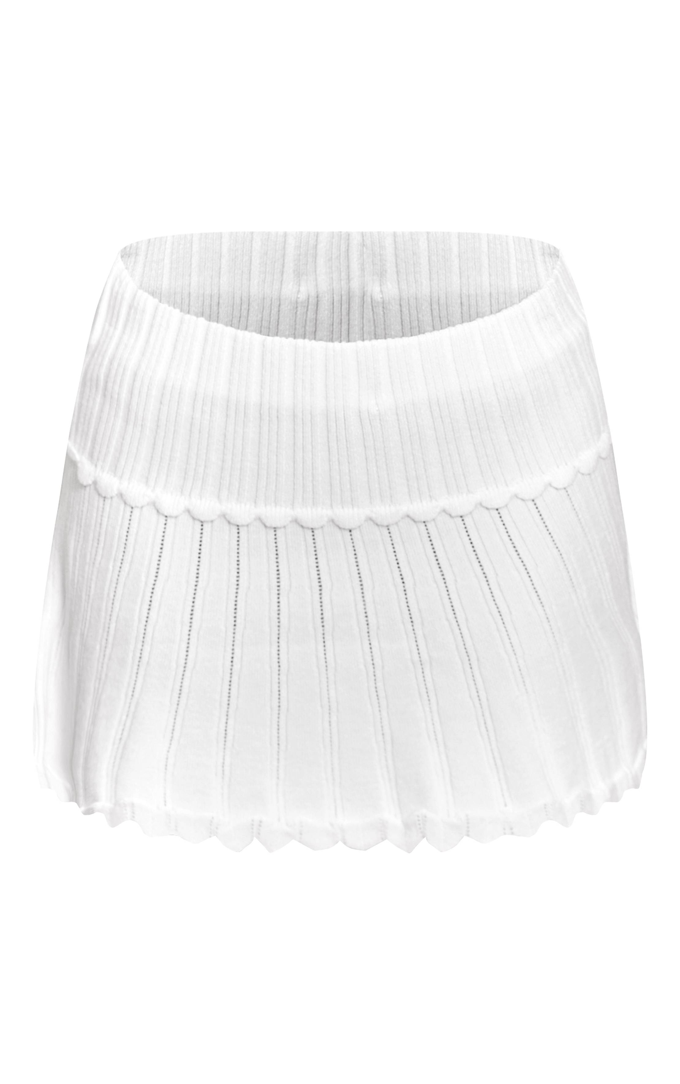 Blanc Mini-jupe Plissée En Maille Petite