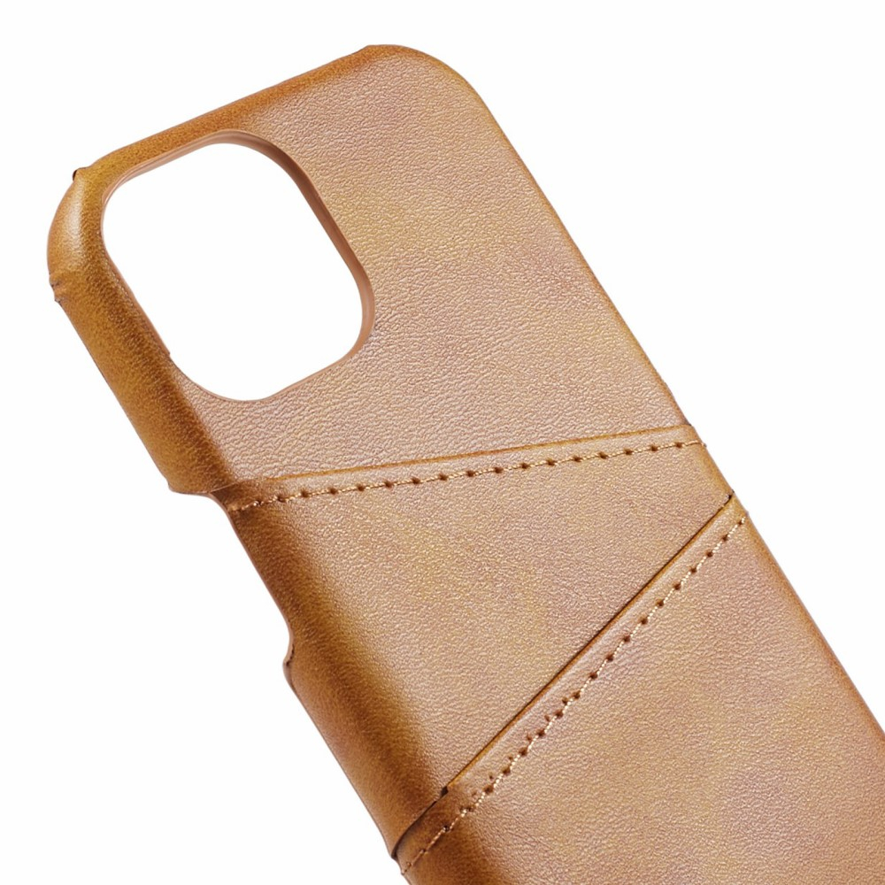 iPhone 15 Leder Hülle Snap Case   Kartenfach - Hellbraun