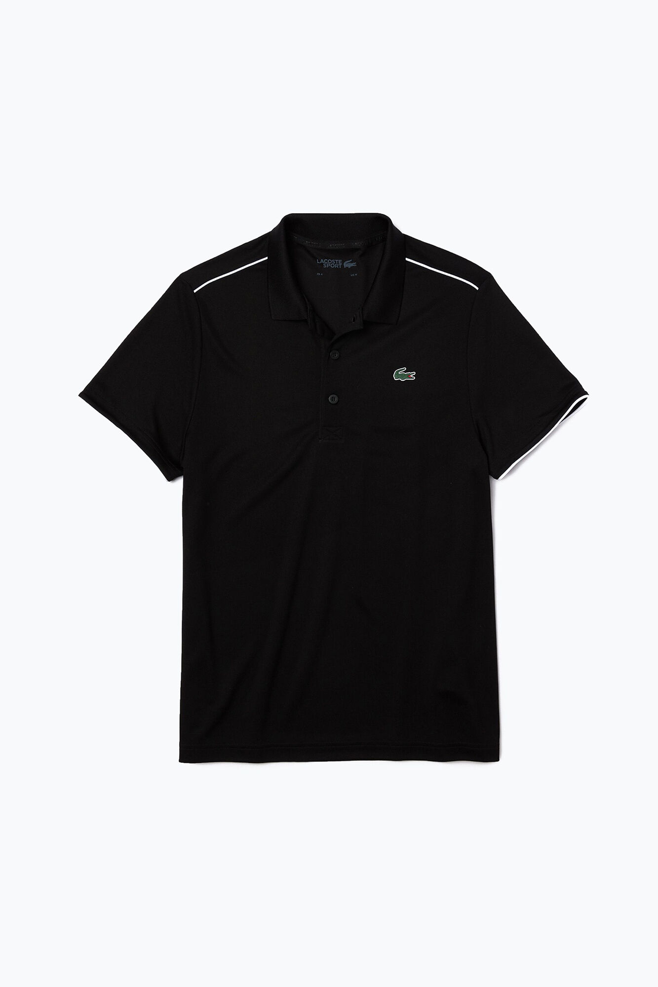 Camisa polo com detalhes contrastantes nos ombros e punhos - Preta