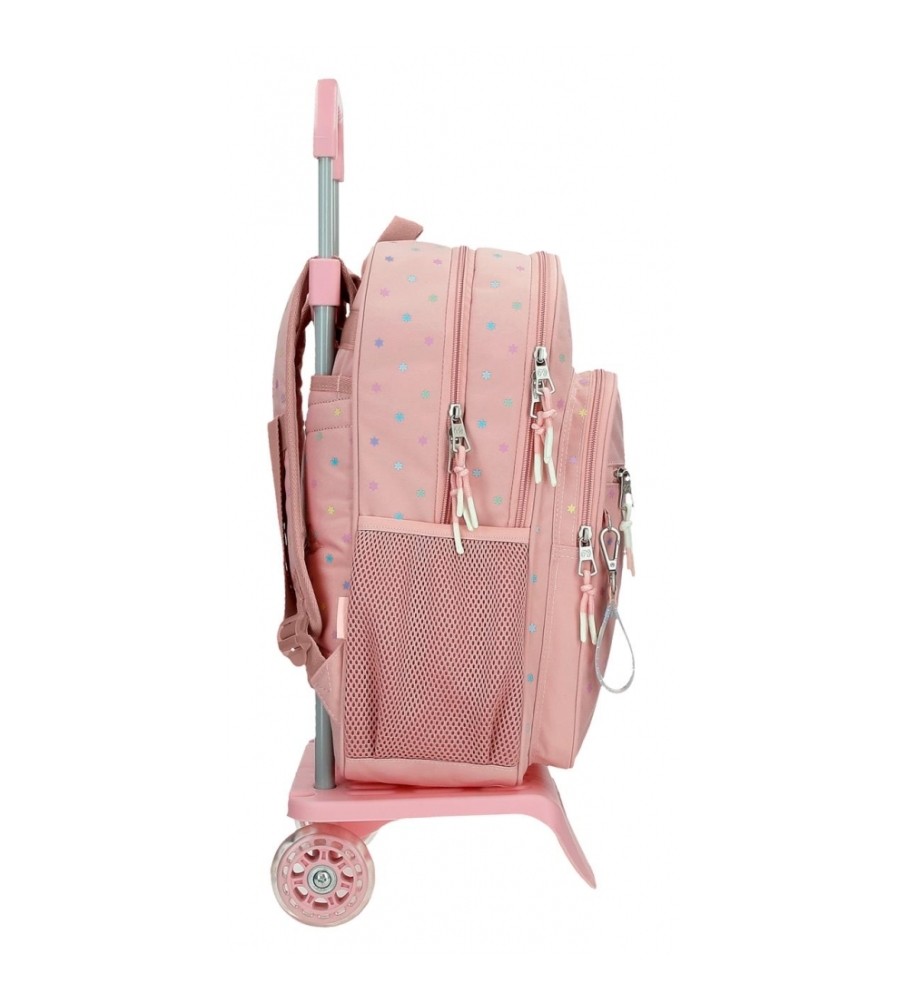 Pepe Jeans Mochila escolar Pepe Jeans Carina dos compartimentos con carro rosa