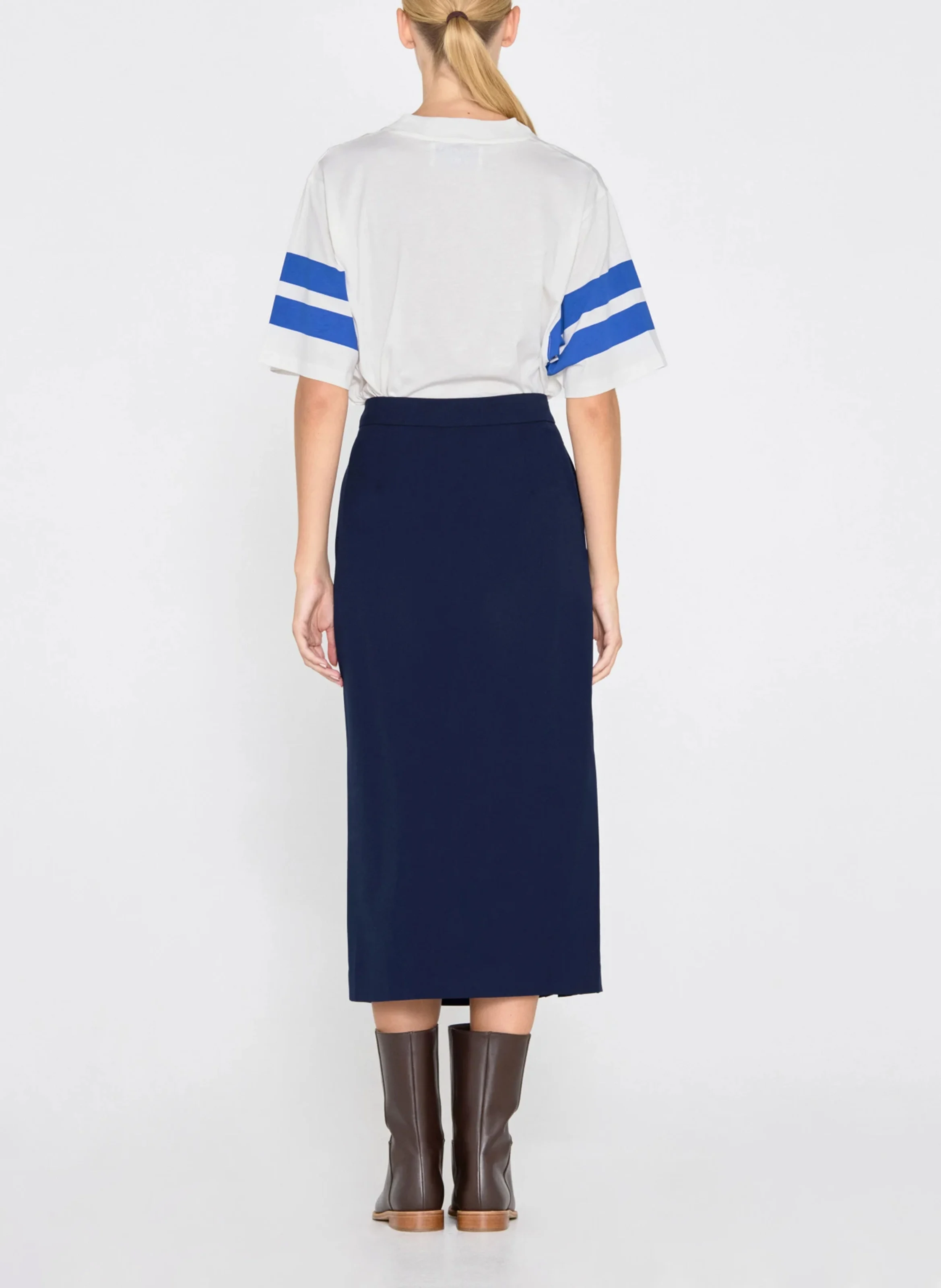 Jupe midi droite| Bleu