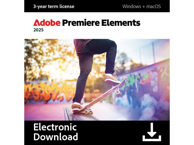 Adobe Premiere Elements 2025 ESD, 3 Jahre, WIN & MAC, ML Erstelle Fotos, die begeistern
