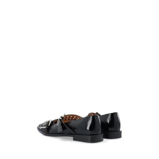 Bianco BIAVictoria Double Buckle Ballet Flat Nappalak, Black, 40