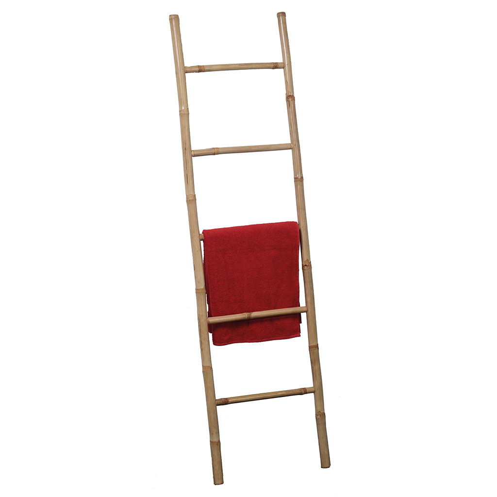 Porte-serviettes échelle bambou 5 barreaux H170cm
