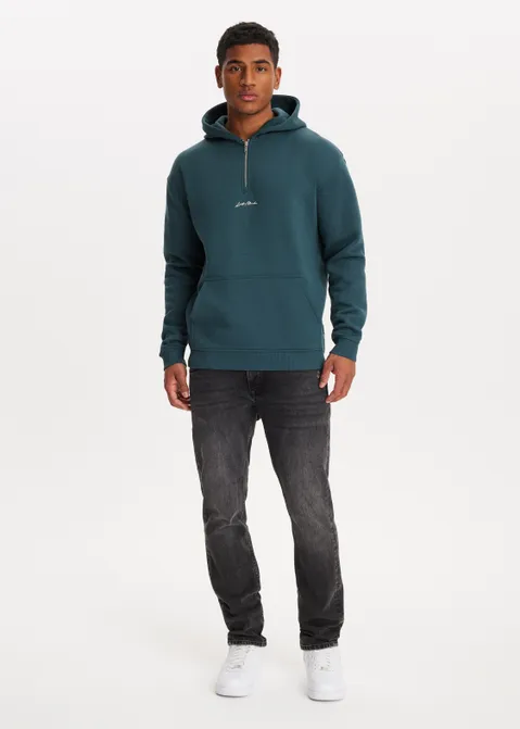 Half zip hoodie blauw (PETROL)
