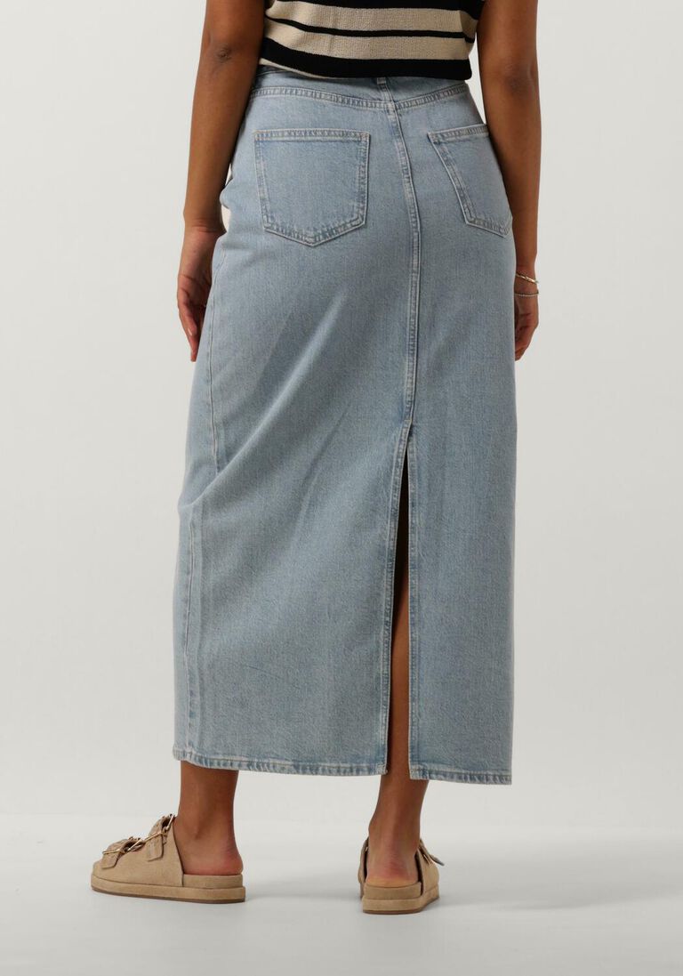 OBJECT blauwe object midirok objellen mw long denim skirt