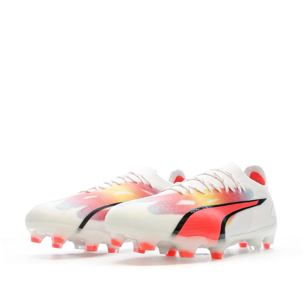 Puma Chaussures de Football Blanches/Oranges Homme Puma Ultra Ultimate Fg/ag